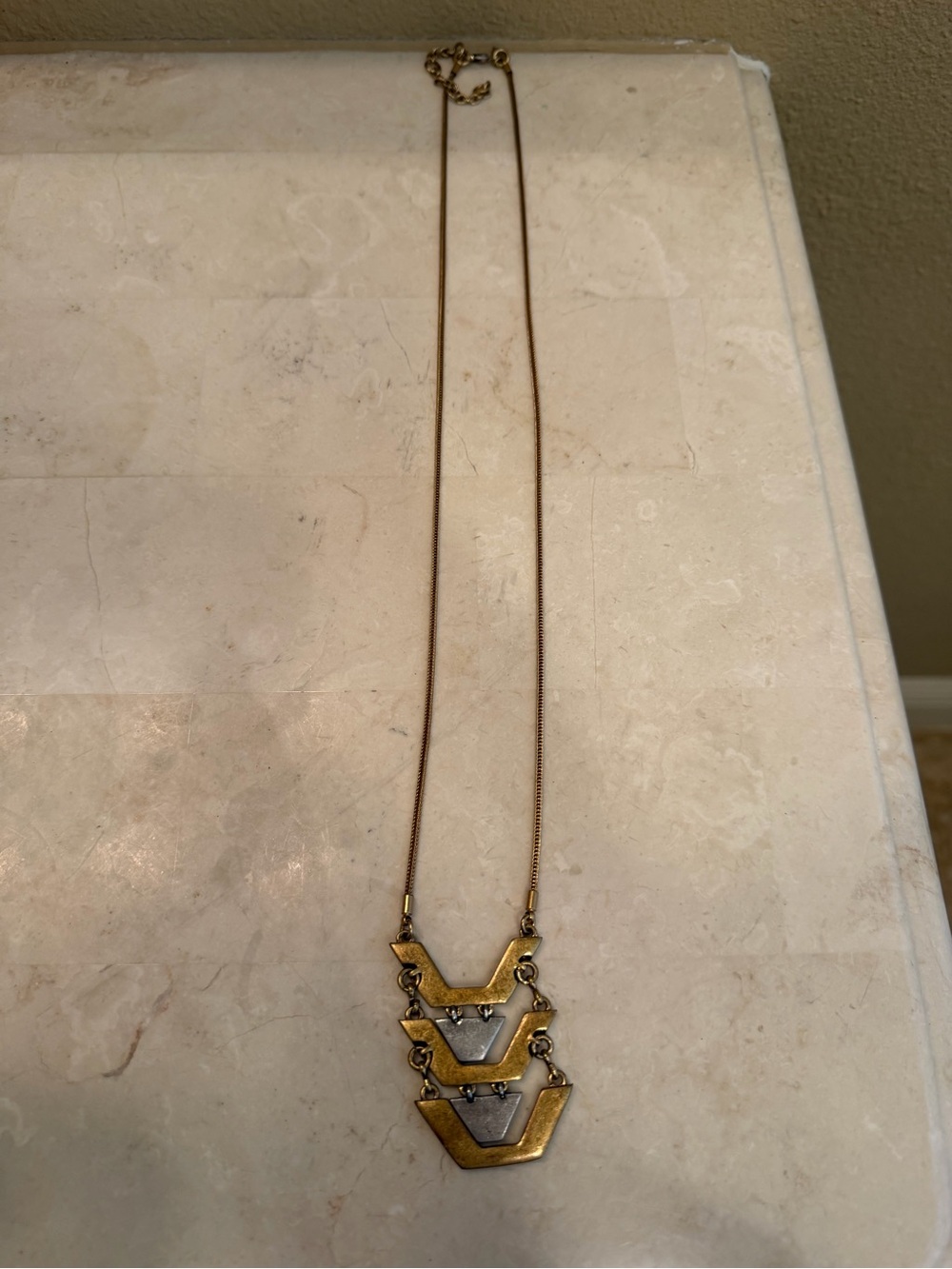J. Crew Gold and Silver Chevron Layered Necklace